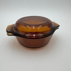 Anchor Hocking Harvest Amber Individual Casserole and Lid Cookware